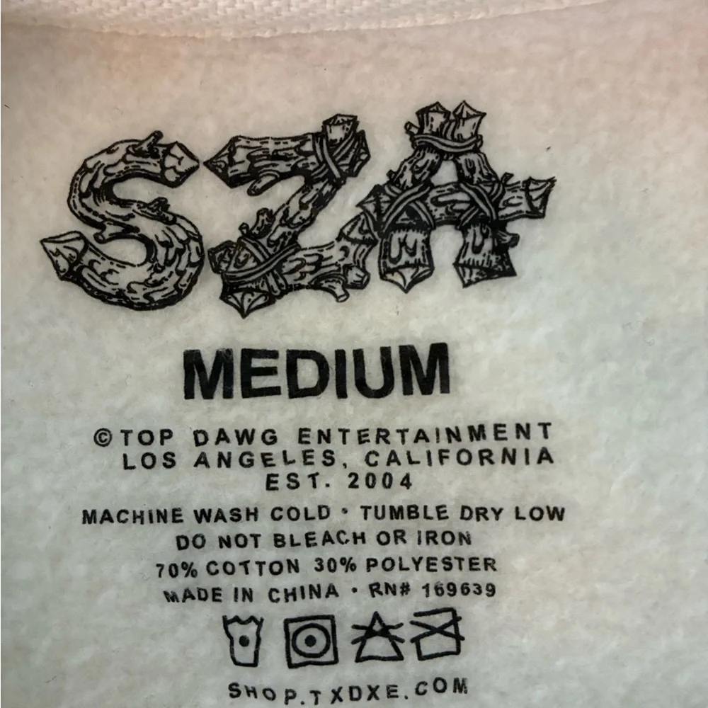 SZA SOS Bug Grand National Tour Crewneck Sweatshirt Size Medium Cream Color - Picture 9 of 9